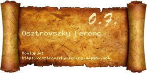 Osztrovszky Ferenc névjegykártya